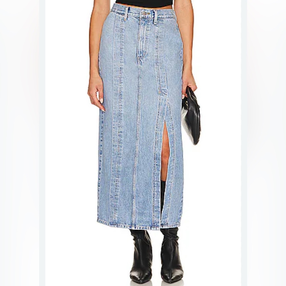 ETICA Ingrid Split Denim Skirt in Arcadia Sz 25 NWT